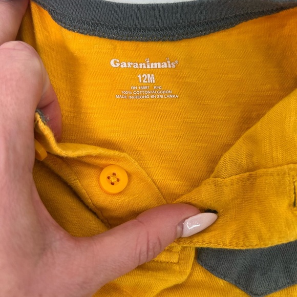 Garanimals Yellow & Gray Long Sleeve Henley One Piece Baby Suit W Pocket 12 Mo - Picture 4 of 5